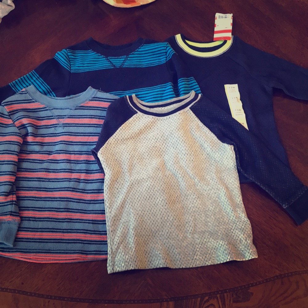 Boys Long Sleeve Waffle Knit Tees Sz12M